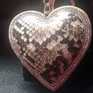 Valentine Heart Snake Pattern Puffy Bling Keychain